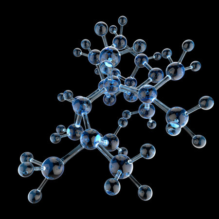 Molecule 3d on black backgroundの写真素材