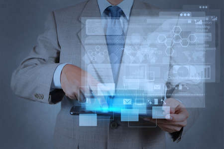 businessman hand working with modern technology as conceptの写真素材