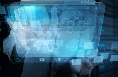businessman hand working with new technology as conceptの写真素材