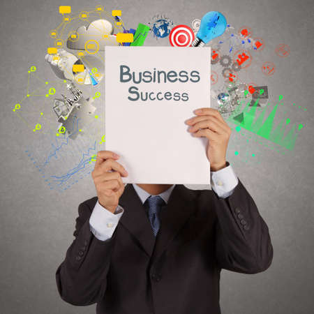 businessman hand show book of success business as conceptの写真素材