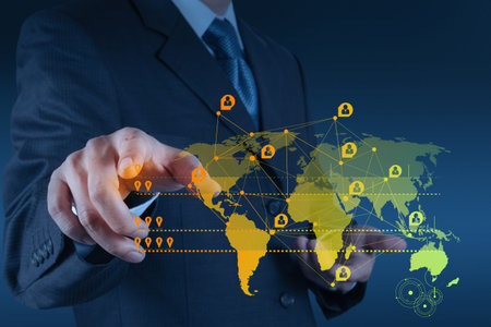 businessman working with new modern computer show social network structure as concept