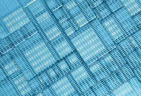 Blue Steel mesh metal plate background or textureの写真素材