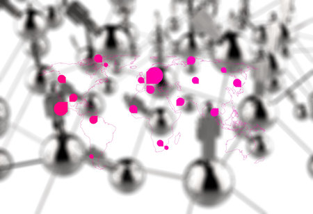 network symbol and 3d stainless human social network as concept