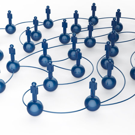 3d blue human social network as conceptの写真素材