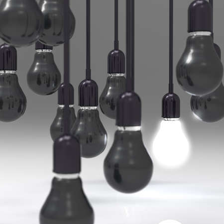 creative idea and leadership concept light bulb on grey backgroundの写真素材