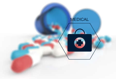 medical prescription graphic and medical capsules as medical conceptの写真素材