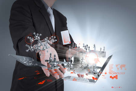 businessman shows modern technology as conceptの写真素材