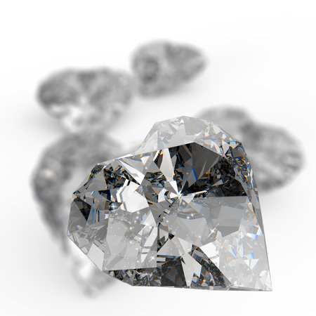 diamond heart shape on black or white surfaceの写真素材