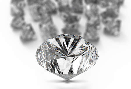 Diamonds isolated on white 3d modelの写真素材