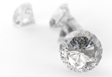 Diamonds isolated on white 3d model backgroundの写真素材