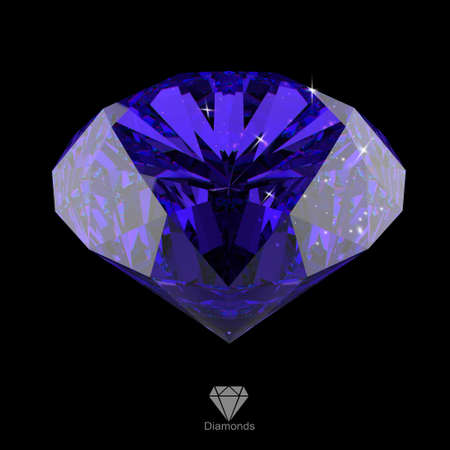 3d diamond on black surfaceの写真素材