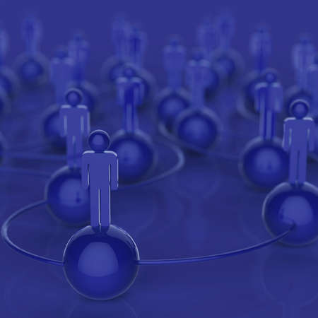 3d blue human social network and leadership as conceptの写真素材