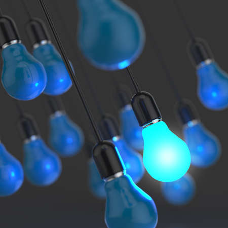 creative idea and leadership concept light bulb on grey backgroundの写真素材