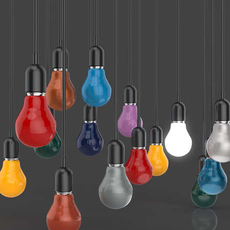 creative idea and leadership concept light bulb 3d design as conceptの写真素材