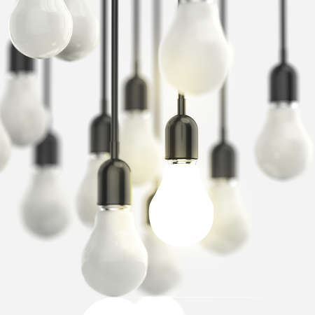 creative idea and leadership concept with growing 3d light bulb as conceptの写真素材