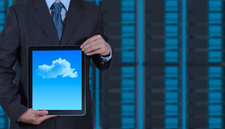 Businessman hand working with a Cloud Computing diagram on the new computer interface as conceptの写真素材