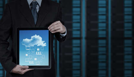 Businessman hand working with a Cloud Computing diagram on the new computer interface as conceptの写真素材