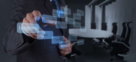 businessman working with new modern computer show social network structureの写真素材