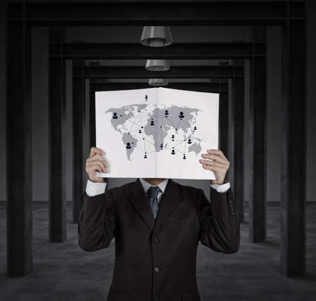 businessman working with new modern computer show social network structureの写真素材