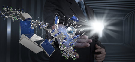 businessman shows modern technology as concept