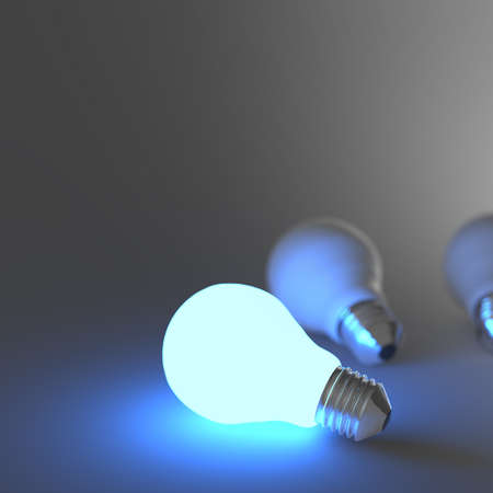 light bulb 3d on blue backgroundの写真素材