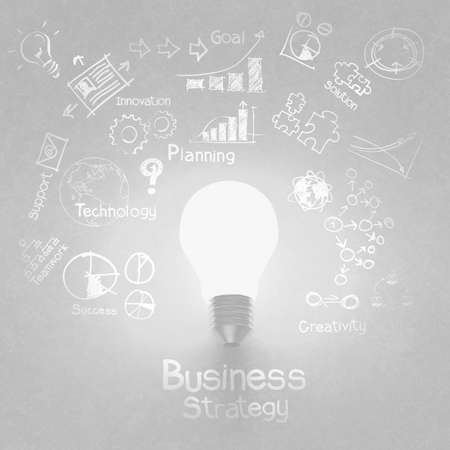 light bulb 3d on business strategy backgroundの写真素材