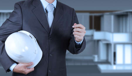 smart business engineer on construction backgroundの写真素材