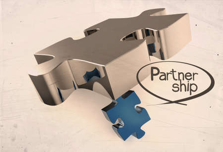 puzzles partnership as vintage style concept の写真素材