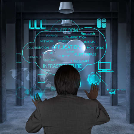 Businessman hand working with a Cloud Computing diagram on the new computer interface as conceptの写真素材