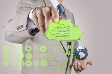 Businessman working with a Cloud Computing diagram on the new computer interface as conceptの写真素材