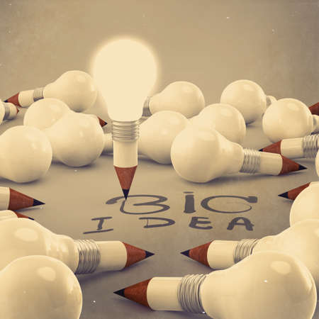 drawing idea pencil and light bulb concept creativeの写真素材