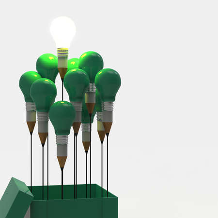 drawing idea pencil and light bulb concept outside the box as creative and leadership conceptの写真素材