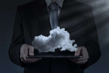 Businessman drawing a Cloud Computing diagram on the new computer interfaceの写真素材