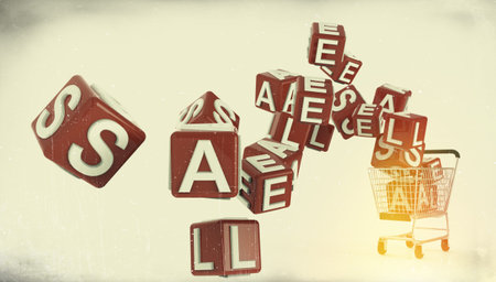 3d shopping cart sale as vintage style conceptの写真素材