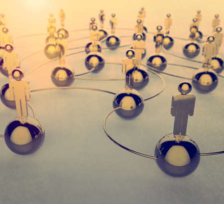 3d stainless human social network as vintage style conceptの写真素材