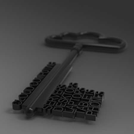 Cloud computing diagram with metallic cloud and the key as conceptの写真素材