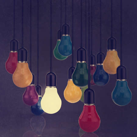 creative idea and leadership concept light bulb 3d design as vintage style の写真素材