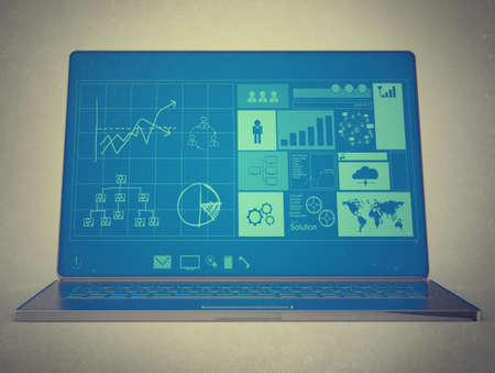 laptop notebook ultrabook with new inteface as vintage style conceptの写真素材