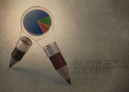 3d pencil light bulb drawing business success as vintage style conceptの写真素材