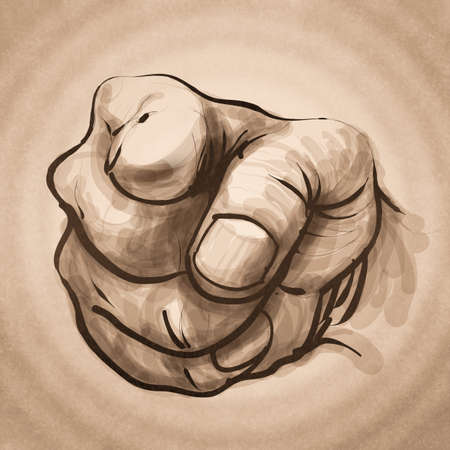 Human Hand Sign as vintage styleの写真素材