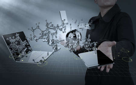 businesswoman shows modern technology as conceptの写真素材