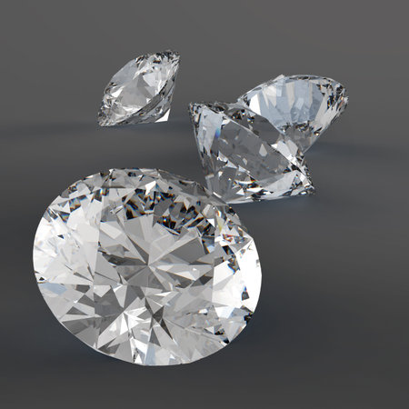 Diamonds isolated on white 3d modelの写真素材
