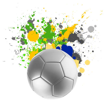 Soccer ball with Brazilian flag splashing colorsの写真素材