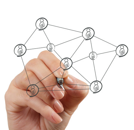 hand draws  social network structure as conceptの写真素材