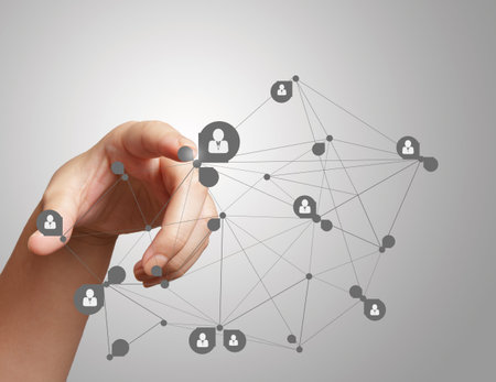hand pressing social media icon as concept
