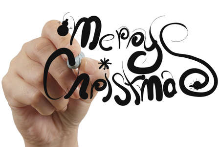 female hand draw merry christmas as conceptの写真素材