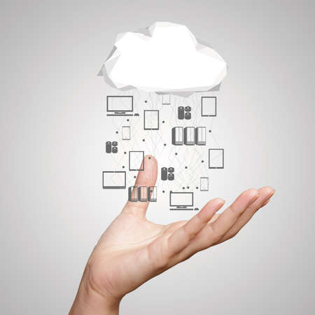  hand working with a Cloud Computing diagram on the new computer interface as conceptの写真素材