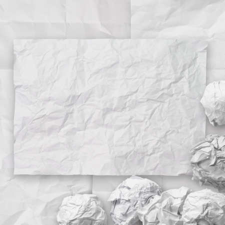set of white crumpled paper background texture in compositionの写真素材