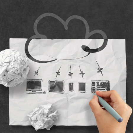 crumpled paper Cloud Computing diagram as conceptの写真素材