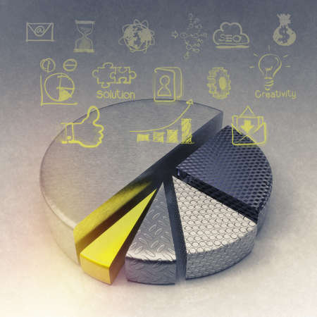 set of different pie chart on isolated backgroundの写真素材